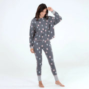 Cuddle Crew Rib Jersey PJ Set in Ash Mugs - Blue Sky Fashions & Lingerie