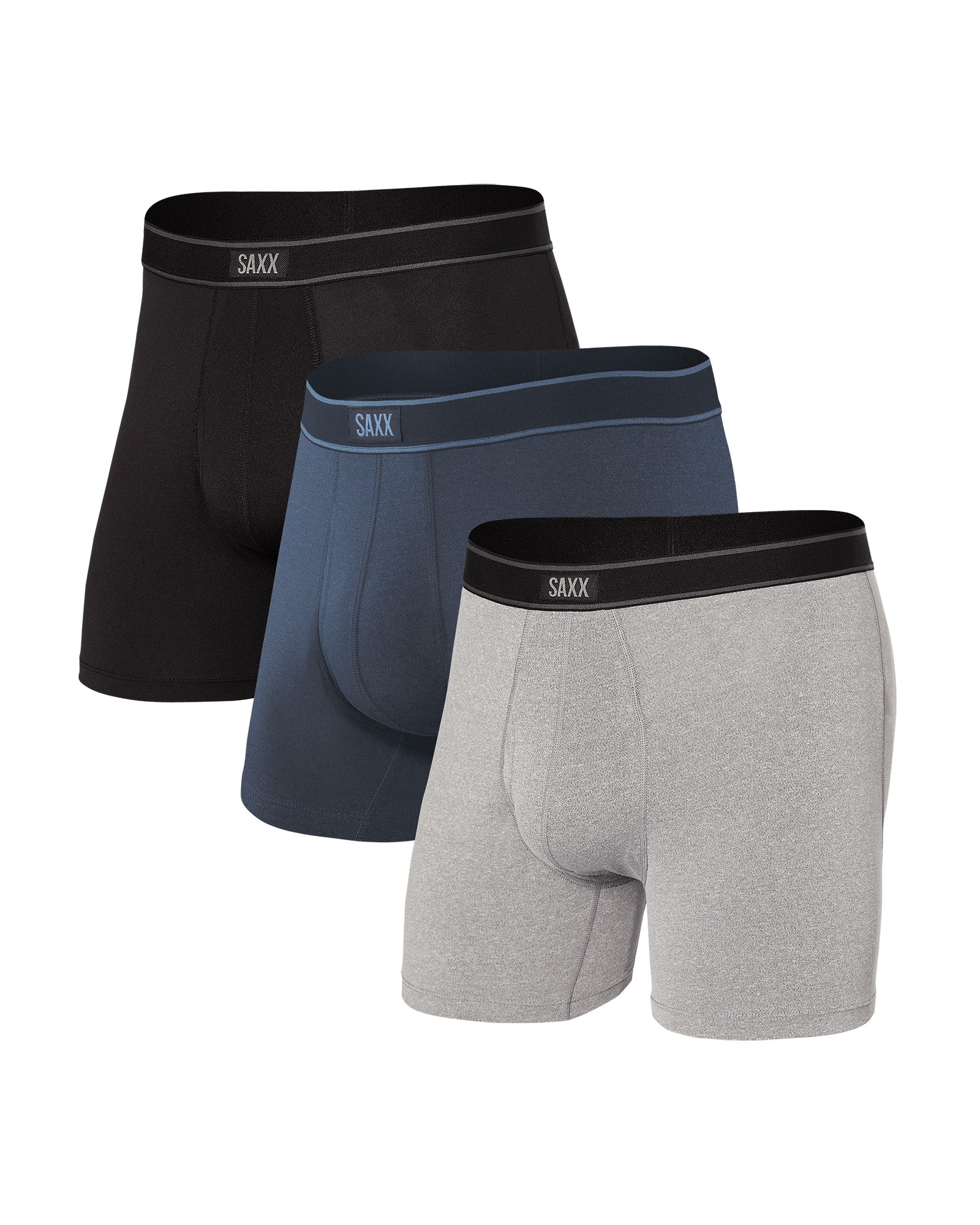 Daytripper Boxer Brief with fly 3 pack - black/grey/navy - Blue Sky Fashions & Lingerie