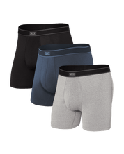 Daytripper Boxer Brief with fly 3 pack - black/grey/navy - Blue Sky Fashions & Lingerie