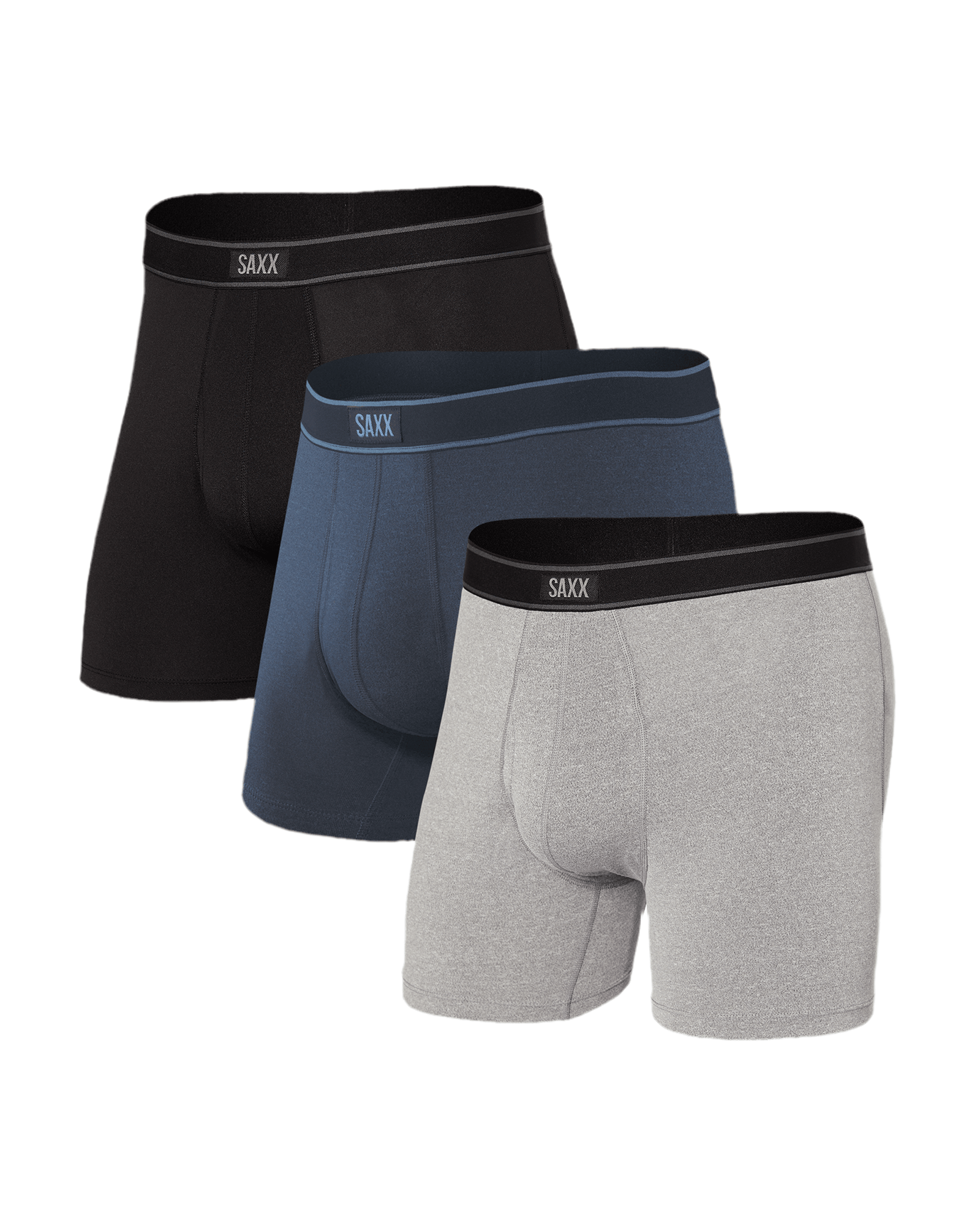 Daytripper Boxer Brief with fly 3 pack - black/grey/navy - Blue Sky Fashions & Lingerie