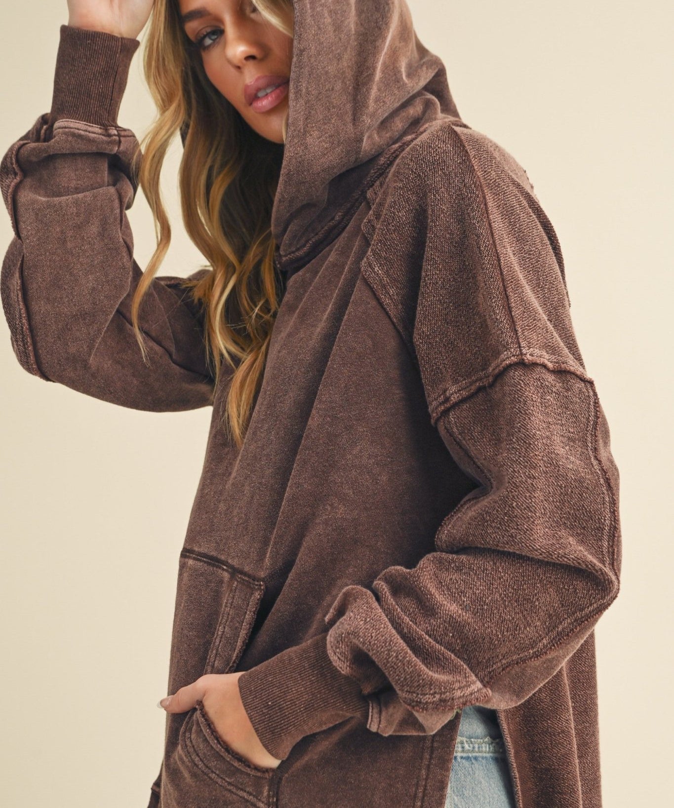 Deb Washed Hoodie - washed brown - Blue Sky Fashions & Lingerie