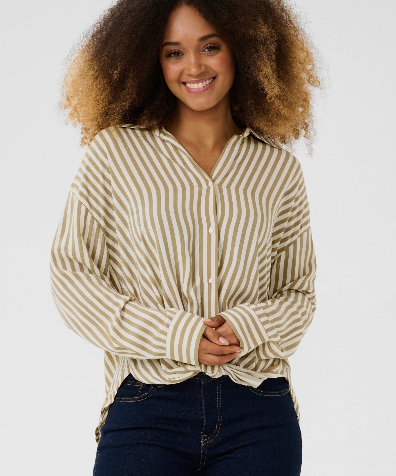 Denia Knot Shirt - dune stripe - Blue Sky Fashions & Lingerie