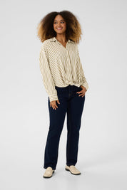 Denia Knot Shirt - dune stripe - Blue Sky Fashions & Lingerie