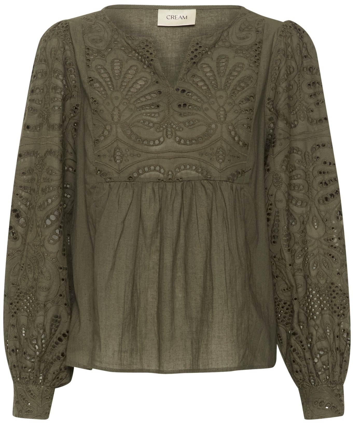 Diana eyelet blouse by Cream - khaki - Blue Sky Fashions & Lingerie