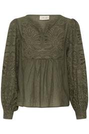 Diana eyelet blouse by Cream - khaki - Blue Sky Fashions & Lingerie