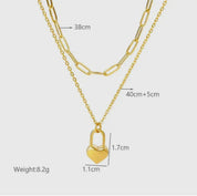 Double Layering Necklace with Paperclip & Lock Heart - Blue Sky Fashions & Lingerie