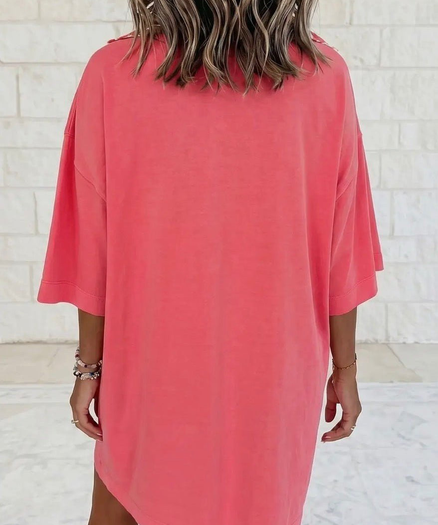 Drop Shoulder Loose Casual T Shirt Mini Dress - Blue Sky Fashions & Lingerie