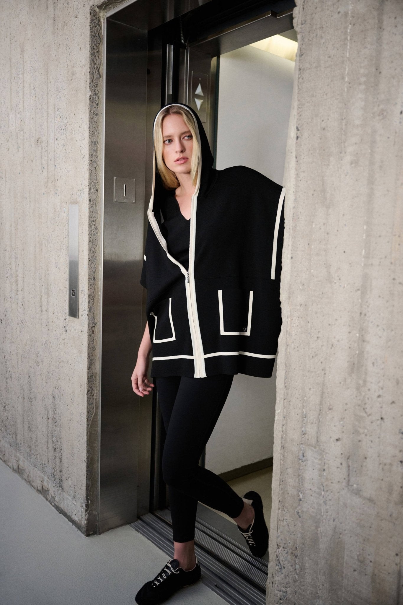 Dry Viscose Hooded Boxy Jacket 263639 - Blue Sky Fashions & Lingerie