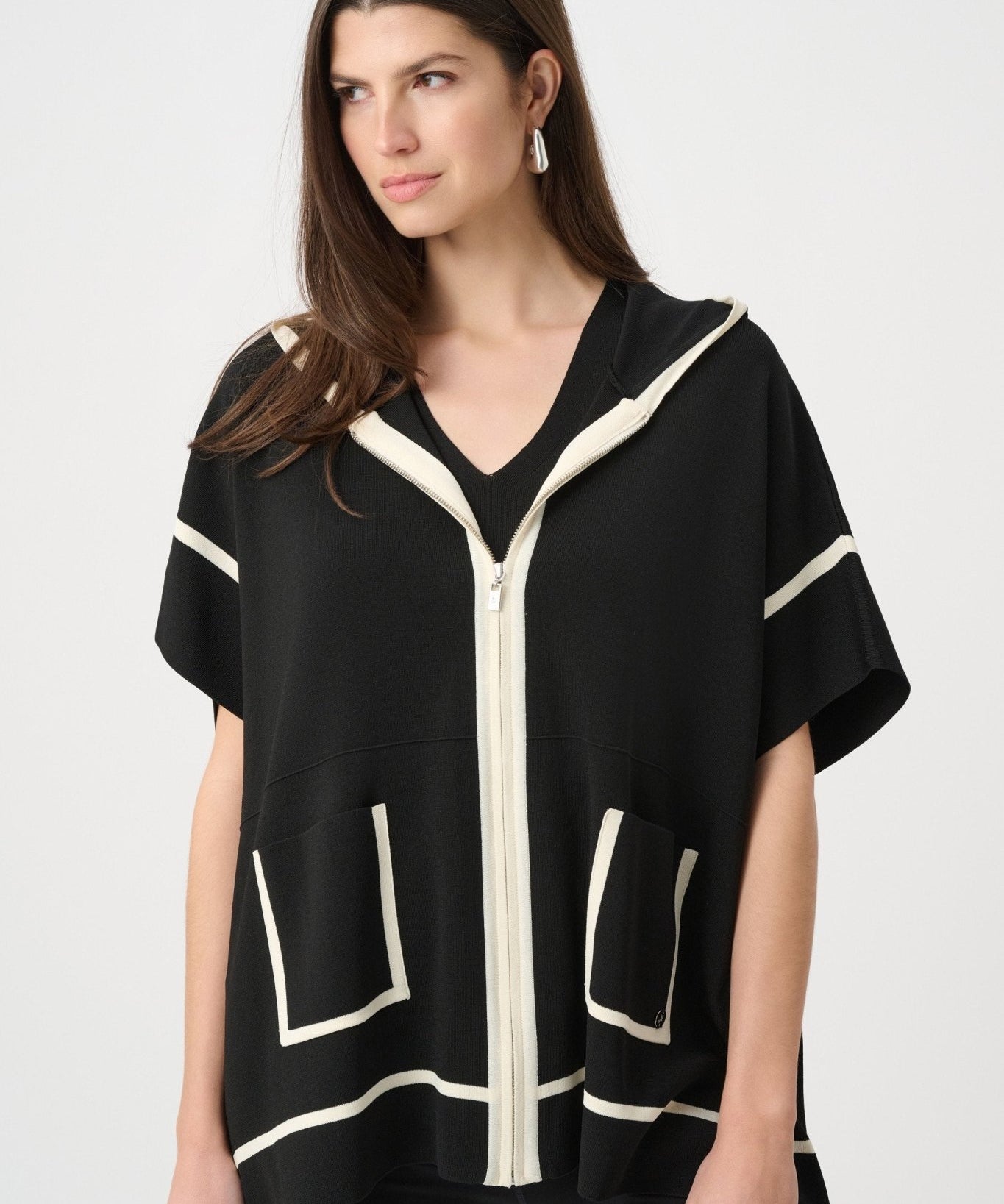 Dry Viscose Hooded Boxy Jacket 263639 - Blue Sky Fashions & Lingerie