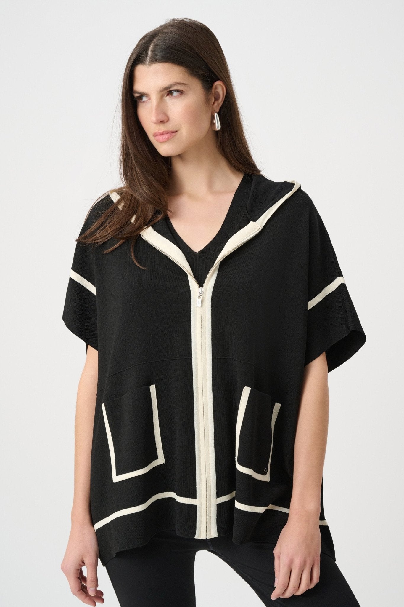 Dry Viscose Hooded Boxy Jacket 263639 - Blue Sky Fashions & Lingerie