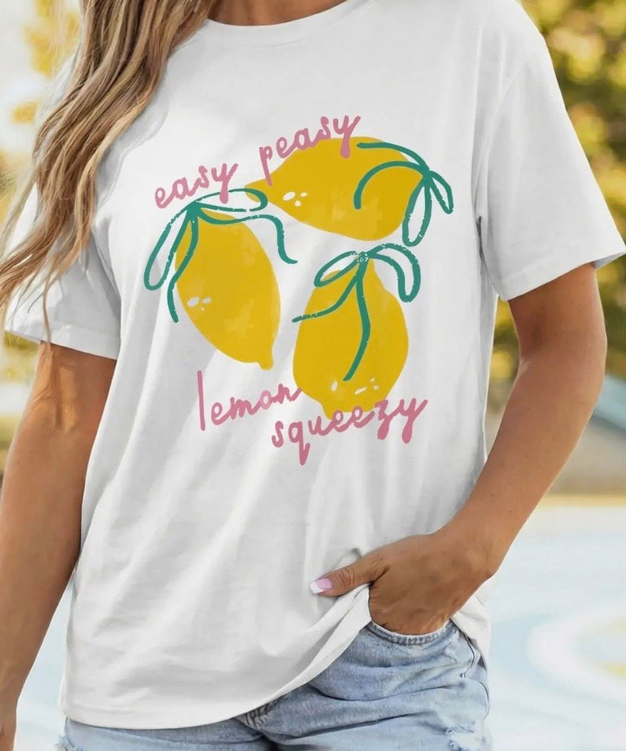 Easy Peasy Lemon Squeezy Graphic Tee - Blue Sky Fashions & Lingerie