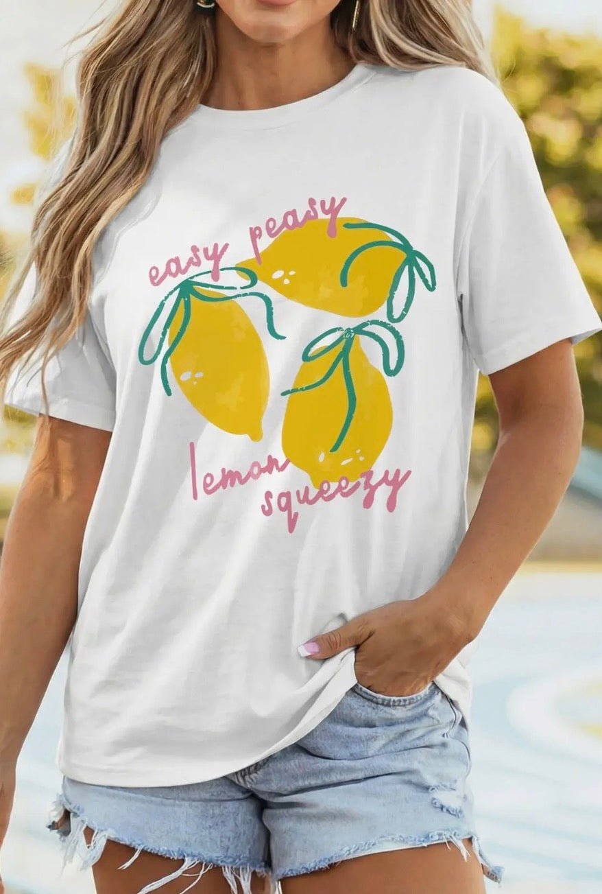 Easy Peasy Lemon Squeezy Graphic Tee - Blue Sky Fashions & Lingerie