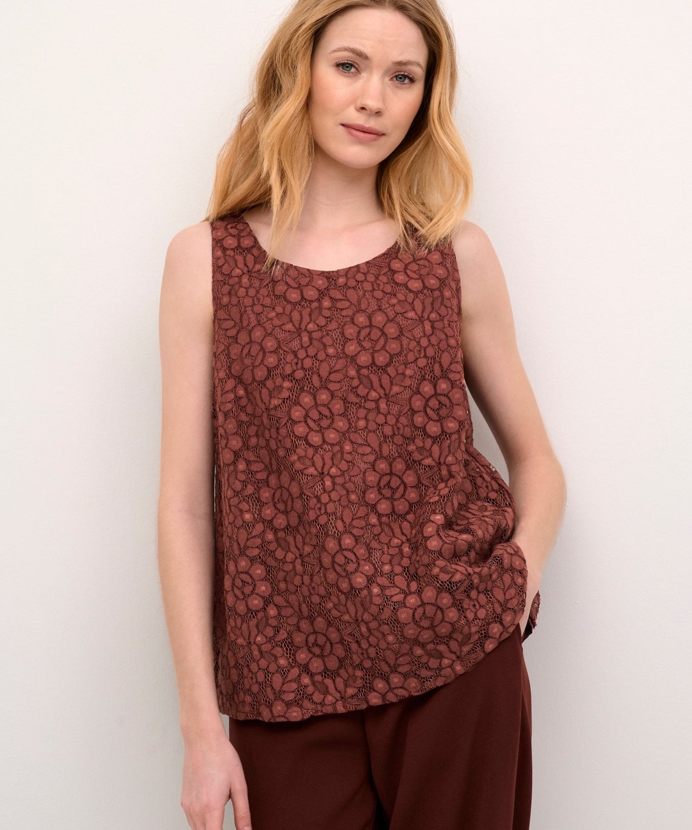 Ebana lace blouse - rum raisin - Blue Sky Fashions & Lingerie