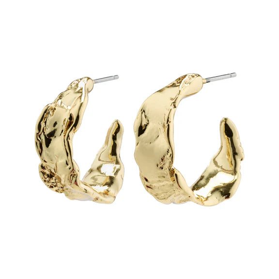 ELARA recycled organic shaped hoop earrings by Pilgrim - gold - Blue Sky Fashions & Lingerie