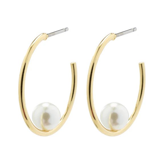 ELINE recycled pearl hoop earrings by Pilgrim - Gold - Blue Sky Fashions & Lingerie