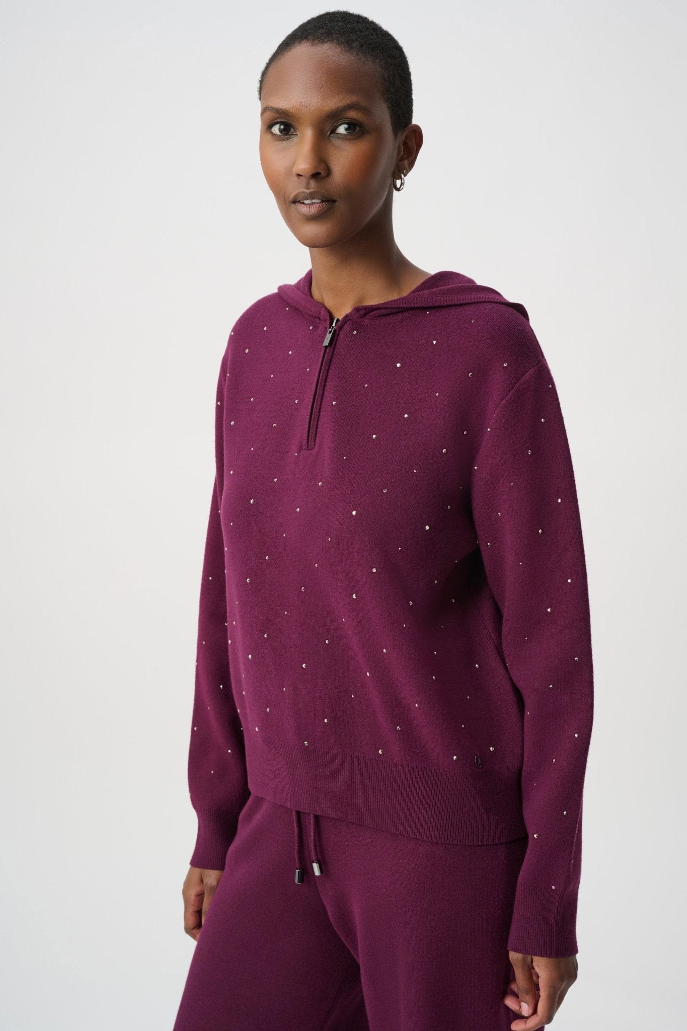 Embellished Hooded Pullover Sweater 264618 - Blue Sky Fashions & Lingerie