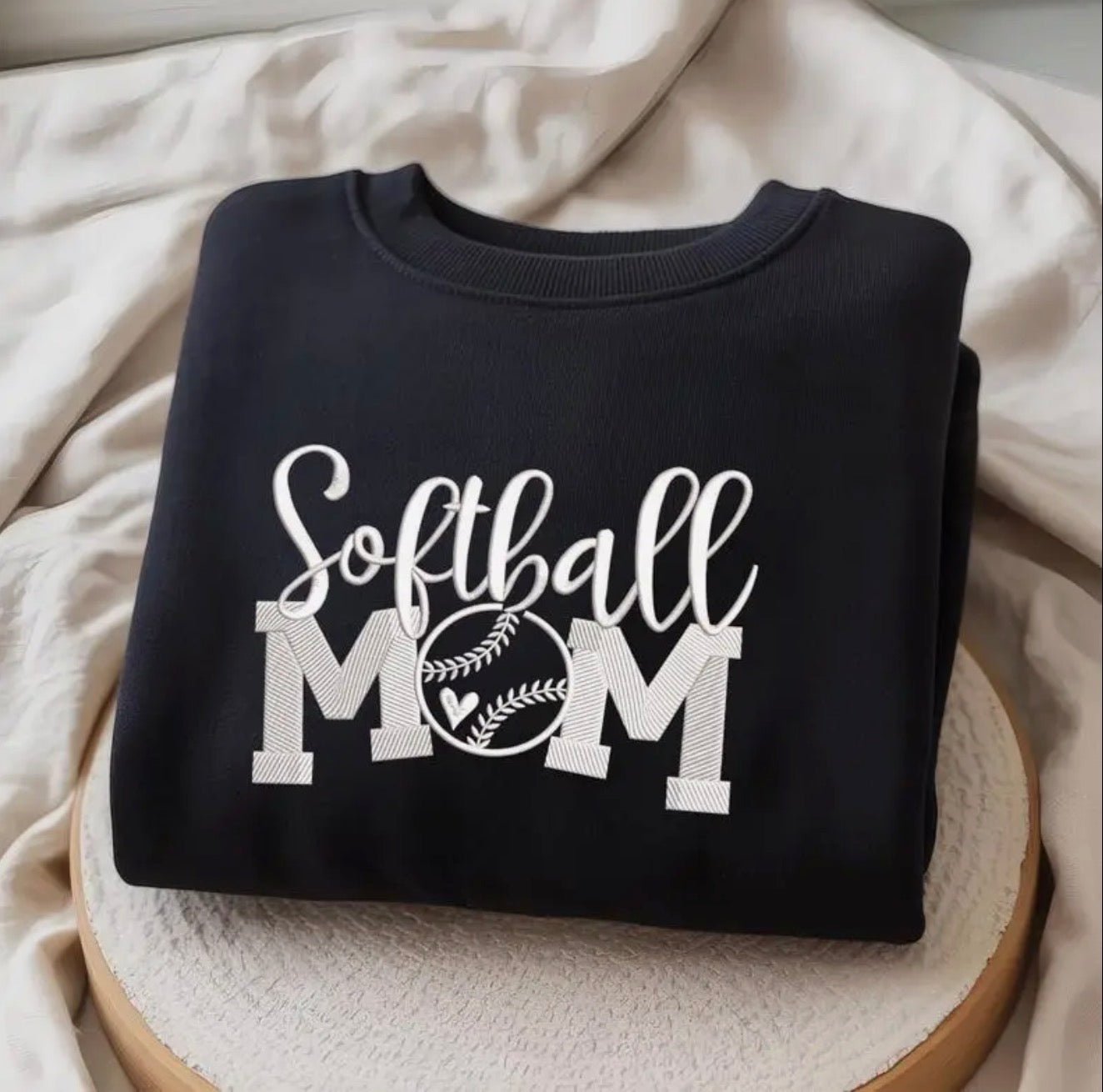 Embroidered Softball Mom Stylish Script Sweatshirt - Blue Sky Fashions & Lingerie