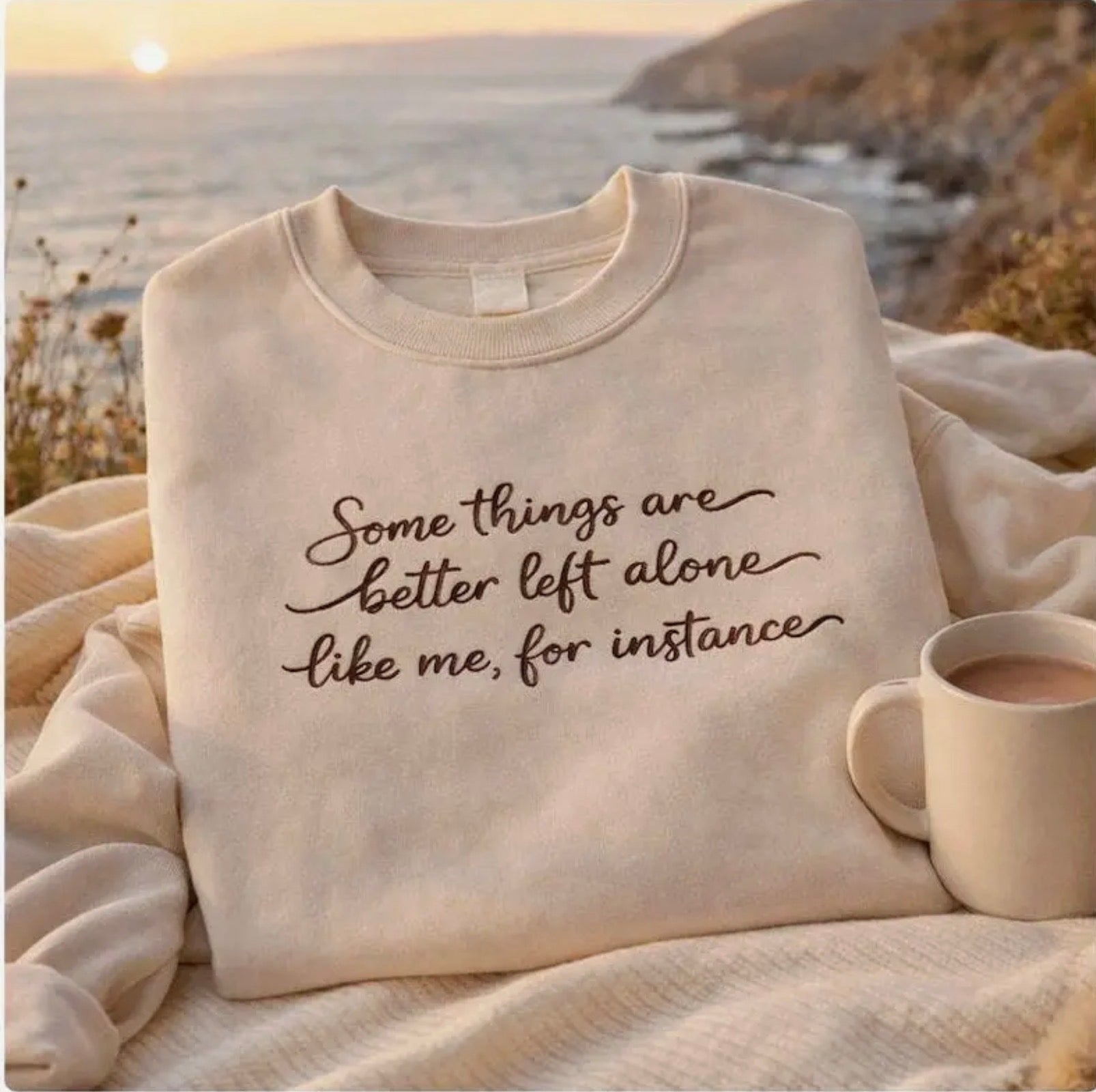 Embroidered “Some Things Are Better Left Alone” sweatshirt - Blue Sky Fashions & Lingerie