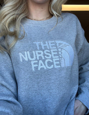 Embroidered “The Nurse Face” Cozy Crewneck - athletic grey - Blue Sky Fashions & Lingerie