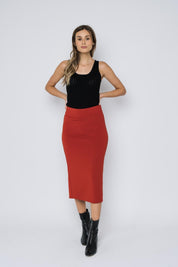 Erin Luxe Fleece Midi Skirt - Brick - Blue Sky Fashions & Lingerie