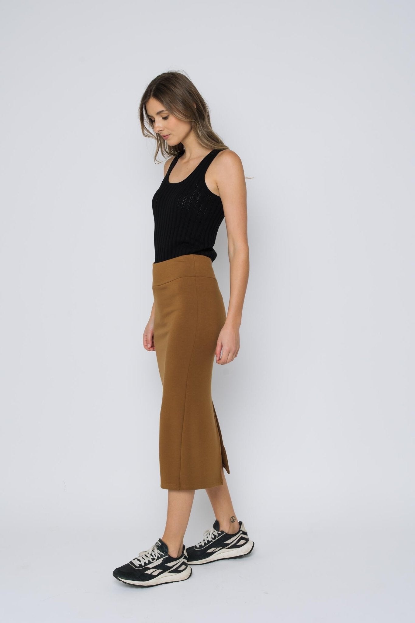 Erin luxe Fleece Midi Skirt - Carmel - Blue Sky Fashions & Lingerie