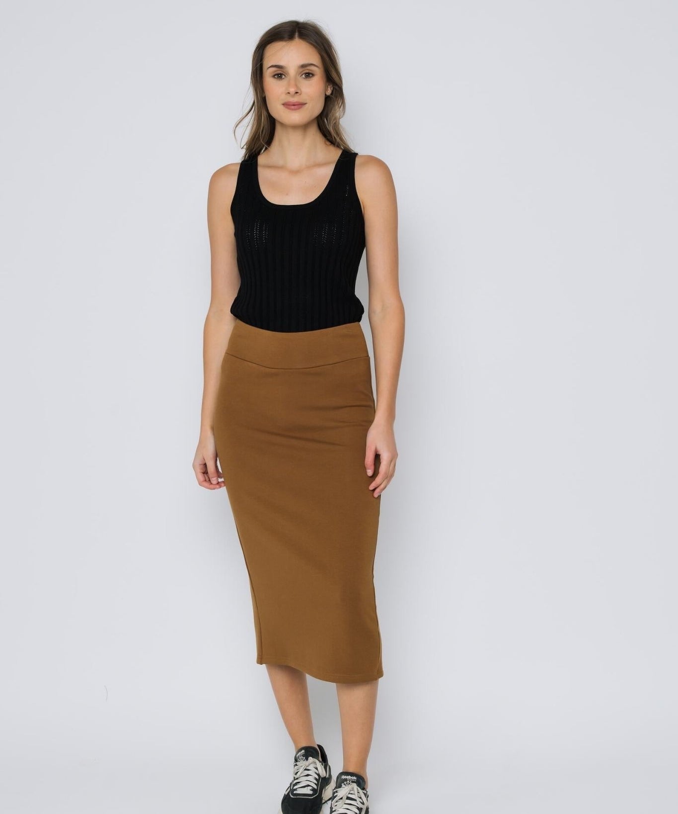 Erin luxe Fleece Midi Skirt - Carmel - Blue Sky Fashions & Lingerie