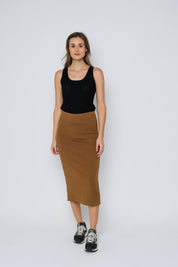 Erin luxe Fleece Midi Skirt - Carmel - Blue Sky Fashions & Lingerie