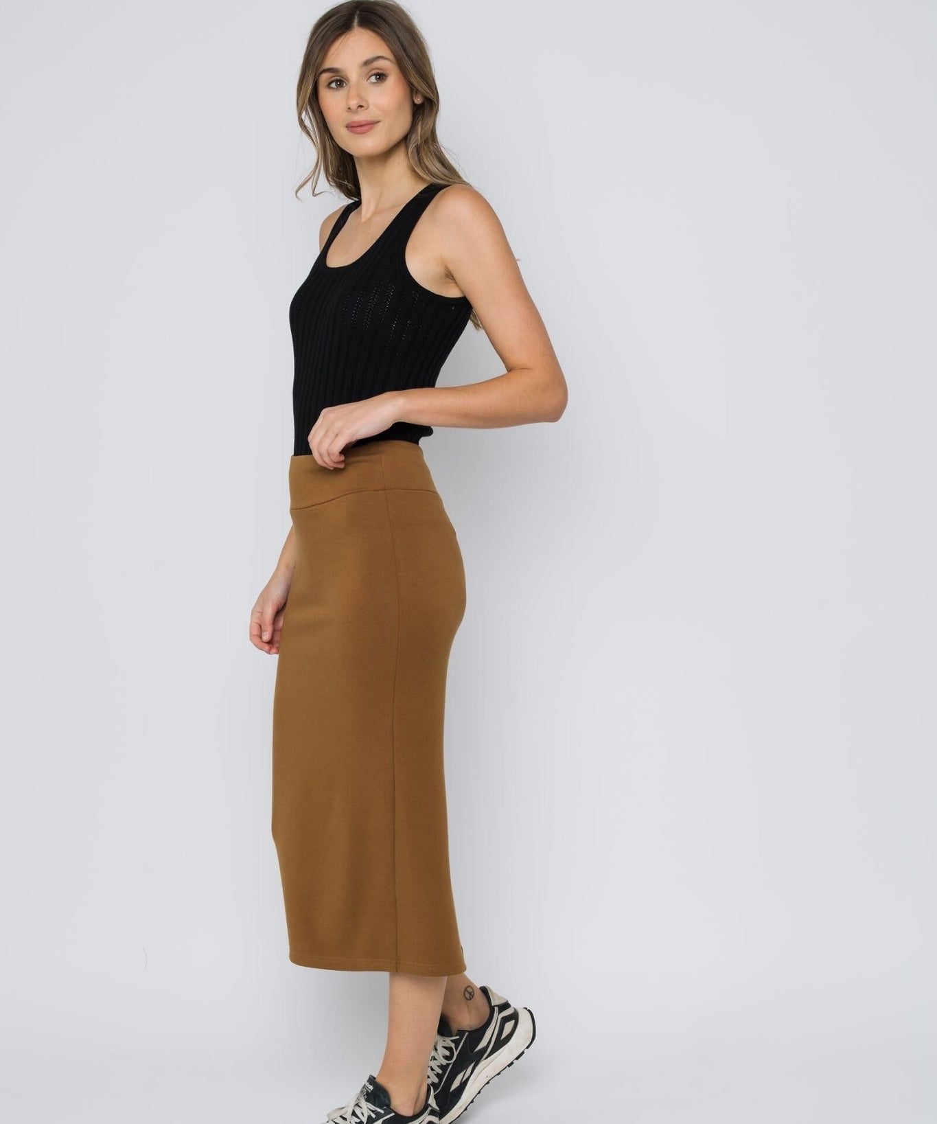 Erin luxe Fleece Midi Skirt - Carmel - Blue Sky Fashions & Lingerie