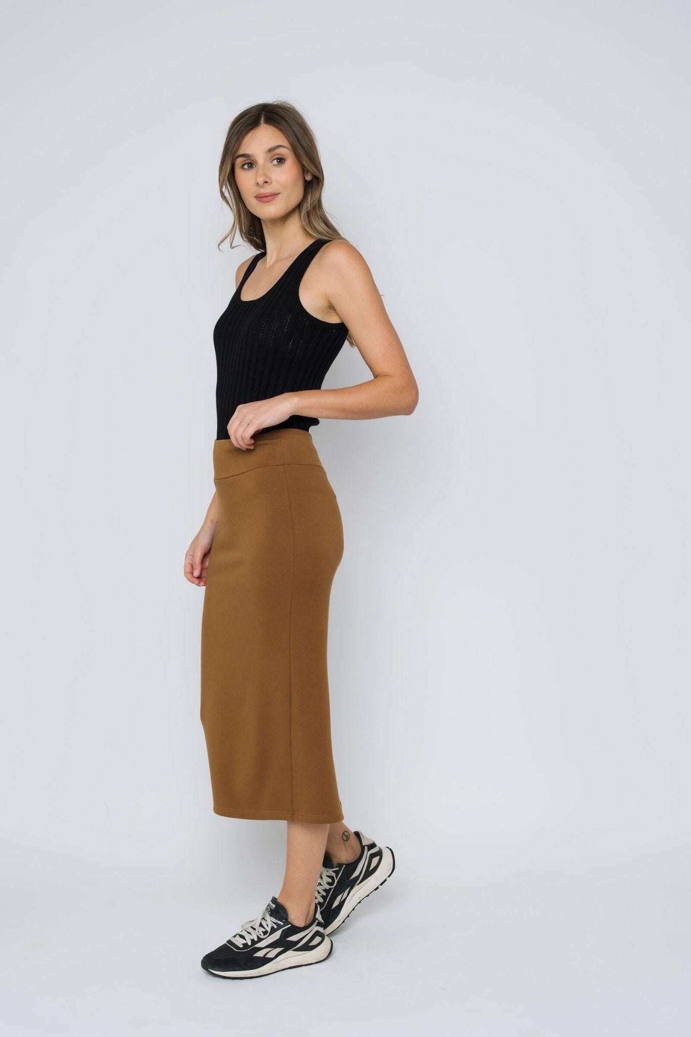 Erin luxe Fleece Midi Skirt - Carmel - Blue Sky Fashions & Lingerie