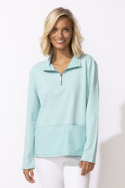 Escape by Habitat 1/4 Zip Pullover - Aqua - Blue Sky Fashions & Lingerie