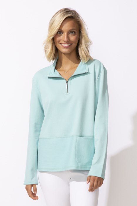 Escape by Habitat 1/4 Zip Pullover - Aqua - Blue Sky Fashions & Lingerie