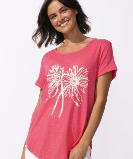 Escape by Habitat Cuff Sleeve Tee - Poppy - Blue Sky Fashions & Lingerie