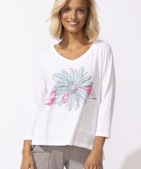 Escape by Habitat Easy V Tee - White - Blue Sky Fashions & Lingerie