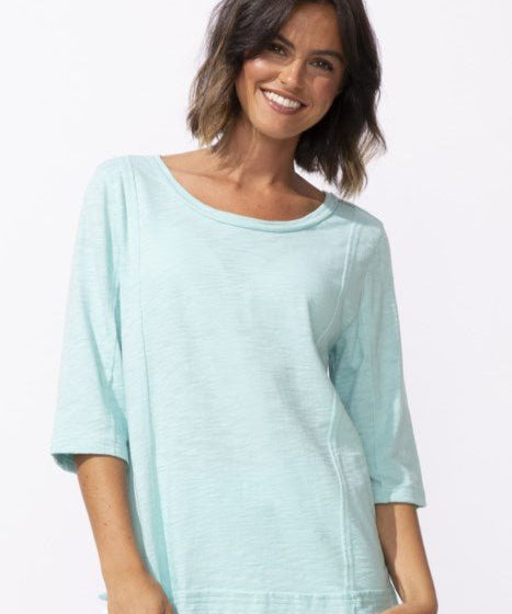 Escape by Habitat Peruvian Cotton Seamed Elbow Tee E10026 - Mint - Blue Sky Fashions & Lingerie