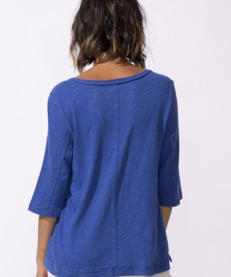 Escape by Habitat Peruvian Cotton Seamed Elbow Tee E10026 - Resort Blue - Blue Sky Fashions & Lingerie