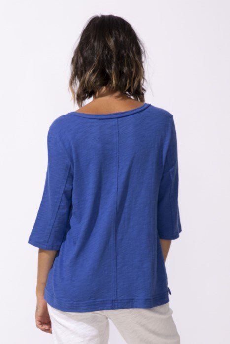 Escape by Habitat Peruvian Cotton Seamed Elbow Tee E10026 - Resort Blue - Blue Sky Fashions & Lingerie