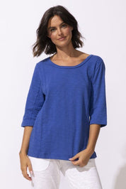 Escape by Habitat Peruvian Cotton Seamed Elbow Tee E10026 - Resort Blue - Blue Sky Fashions & Lingerie