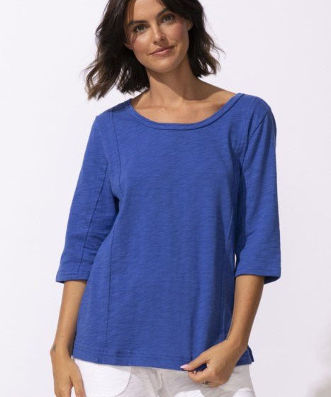 Escape by Habitat Peruvian Cotton Seamed Elbow Tee E10026 - Resort Blue - Blue Sky Fashions & Lingerie