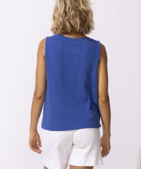 Escape by Habitat Peruvian Cotton V Neck Tank E52114 in Resort Blue - Blue Sky Fashions & Lingerie