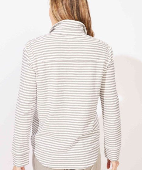 ESCAPE BY HABITAT PRIMO SPLIT NECK STRIPED TOP E23544 - Pearl - Blue Sky Fashions & Lingerie