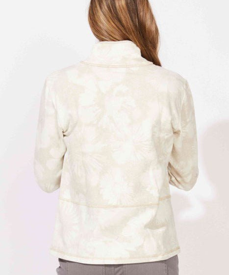 ESCAPE BY HABITAT QUARTER ZIP FLORAL PULLOVER E14751 - Pearl - Blue Sky Fashions & Lingerie