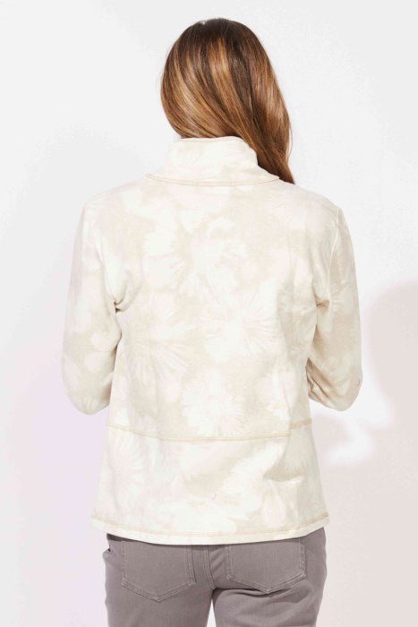 ESCAPE BY HABITAT QUARTER ZIP FLORAL PULLOVER E14751 - Pearl - Blue Sky Fashions & Lingerie
