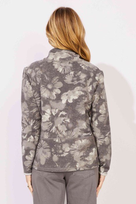 ESCAPE BY HABITAT QUARTER ZIP FLORAL PULLOVER E14751- Volcano - Blue Sky Fashions & Lingerie