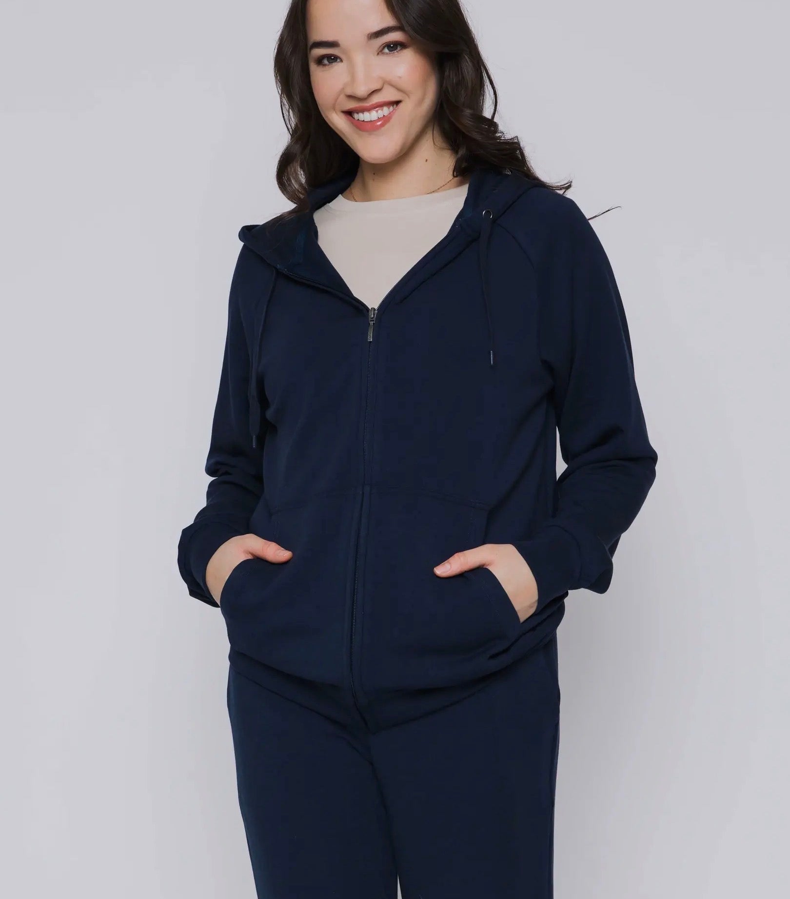 Everly - Luxe Fleece 1/2 Zip Mock Neck - Indigo - Blue Sky Fashions & Lingerie