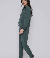 Everly - Luxe Fleece 1/2 Zip Mock Neck - Thyme - Blue Sky Fashions & Lingerie