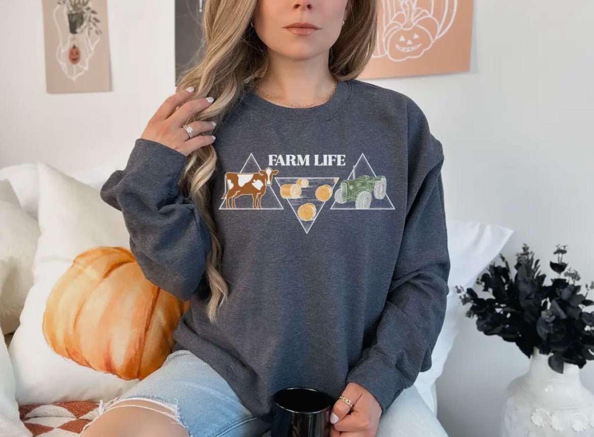 Farm Life Triangles Unisex Crewneck - Blue Sky Fashions & Lingerie