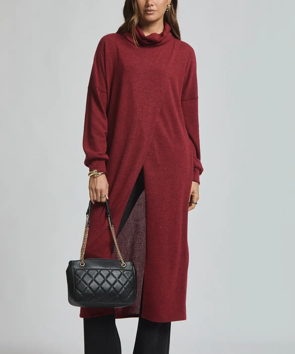 Flowy Surplice Wrap Duster - Wine - Blue Sky Fashions & Lingerie