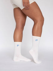 FORMA CREW COMPRESSION MINIMALIST 'P' SOCK by Pear - Cream/Sky - Blue Sky Fashions & Lingerie