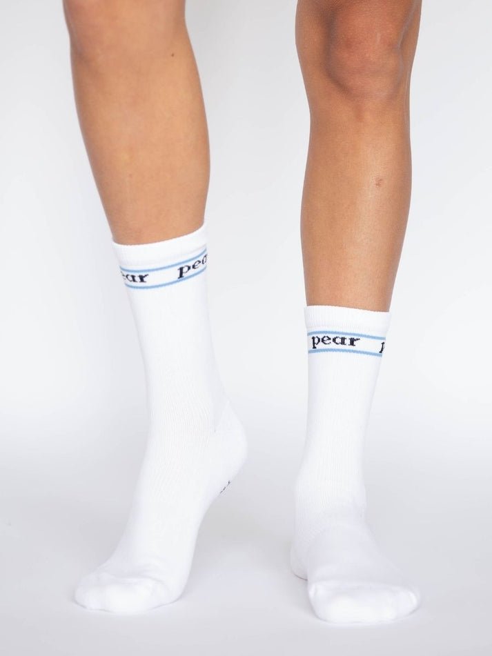 FORMA CREW COMPRESSION VARSITY PEAR SOCK by Pear - White/Sky - Blue Sky Fashions & Lingerie