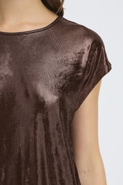 Franny metallic stretch T-shirt by Fransa - chocolate - Blue Sky Fashions & Lingerie